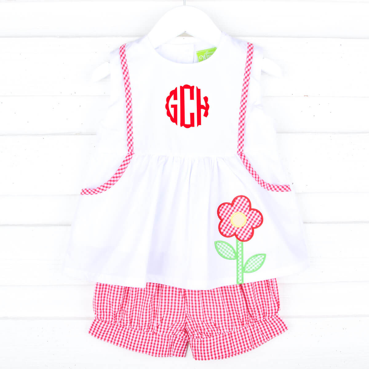 Garden Flower Red Gingham Alaia Short Set