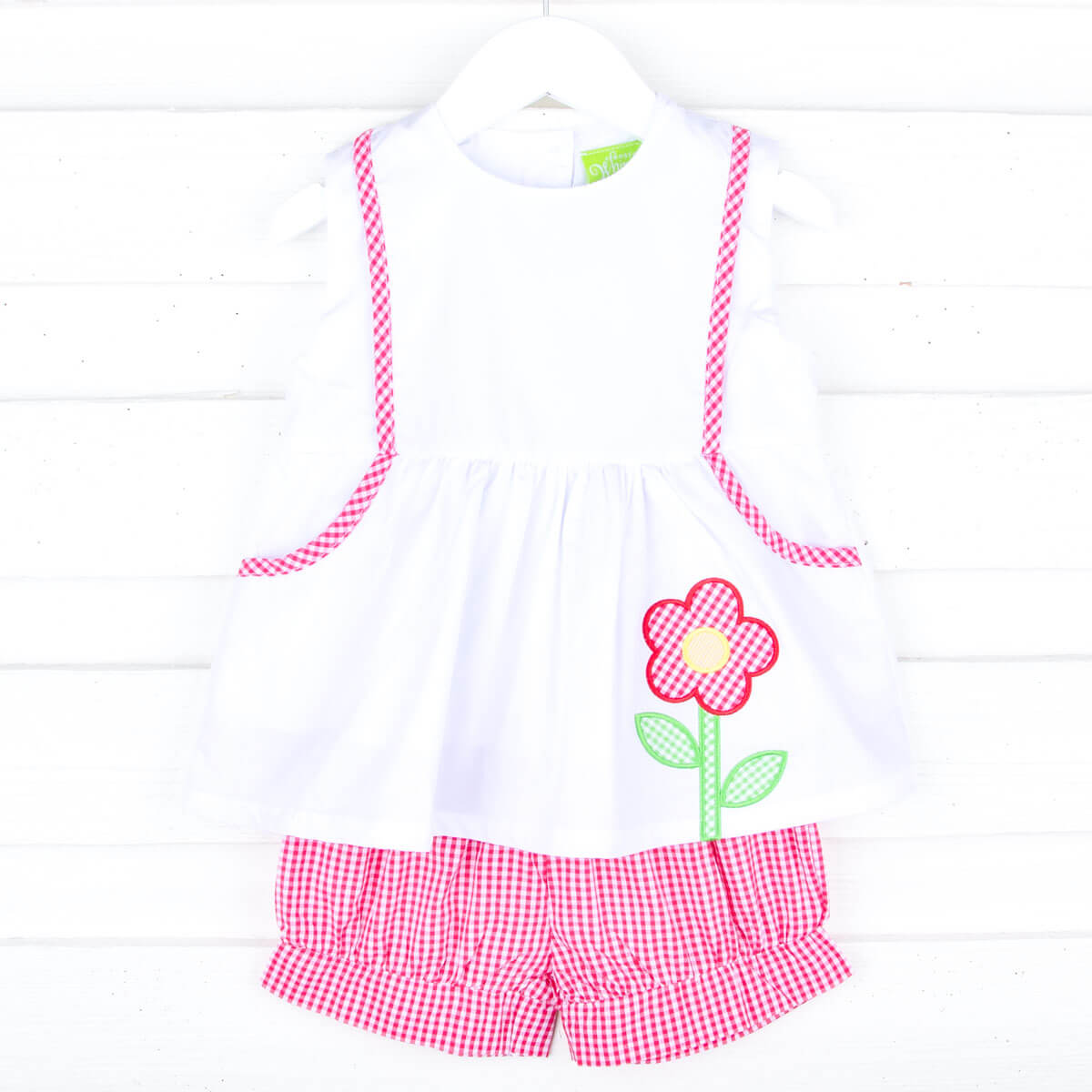 Garden Flower Red Gingham Alaia Short Set