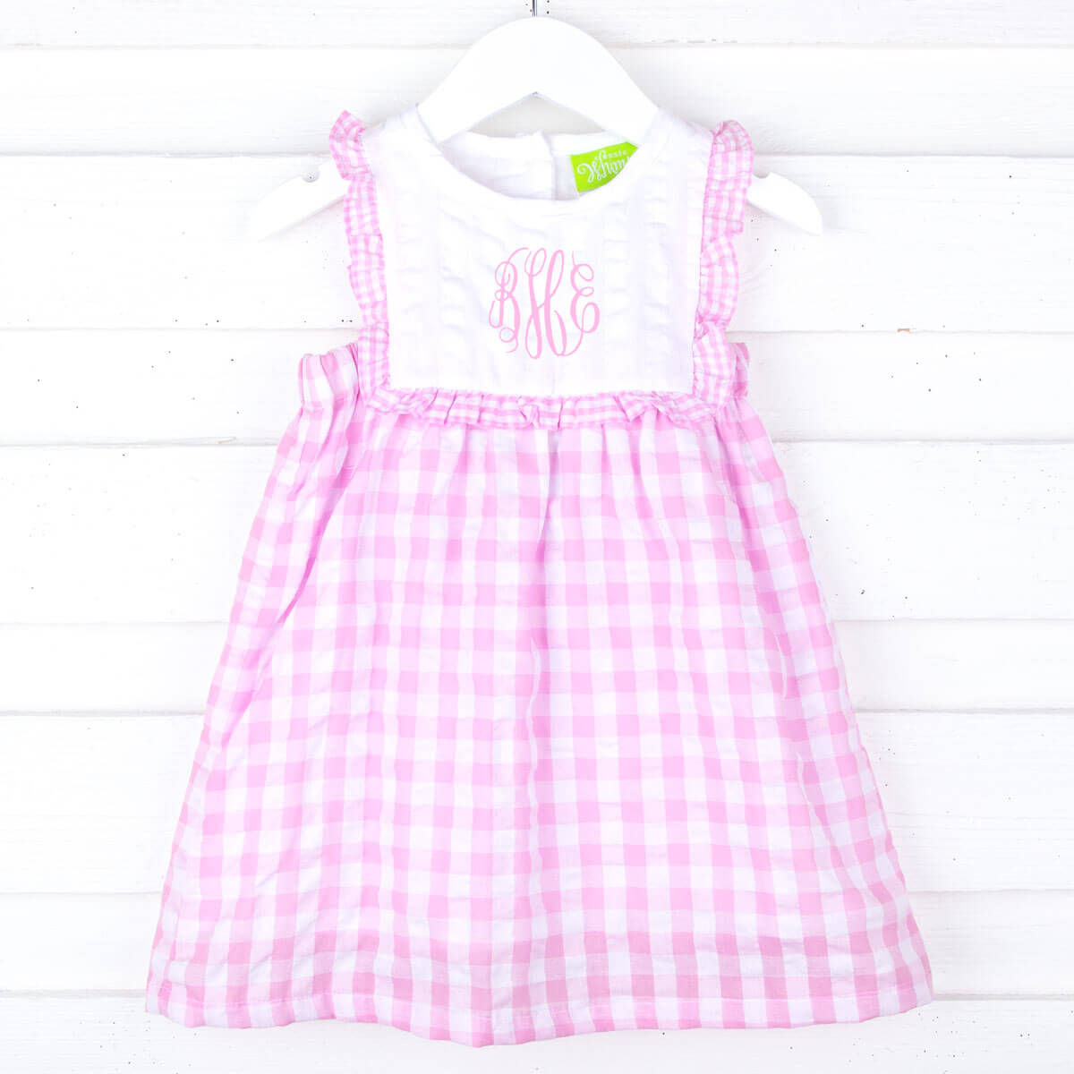 Pink Check Ruffle Bib Dress