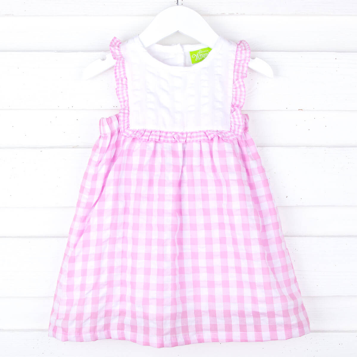 Pink Check Ruffle Bib Dress