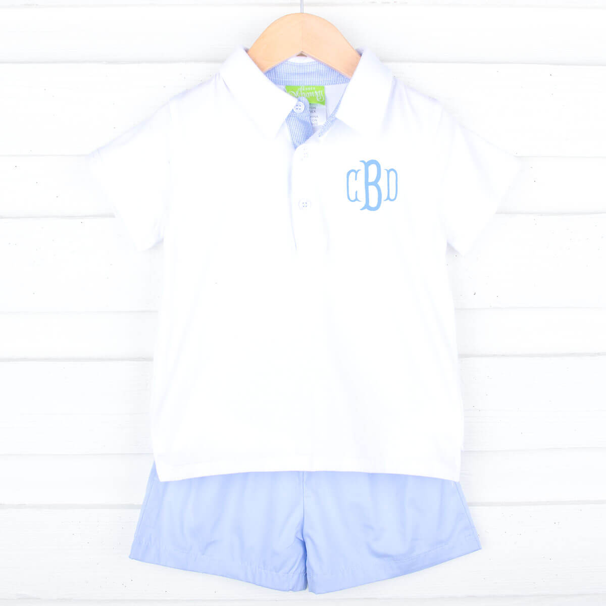 Micro Blue Gingham Short Set