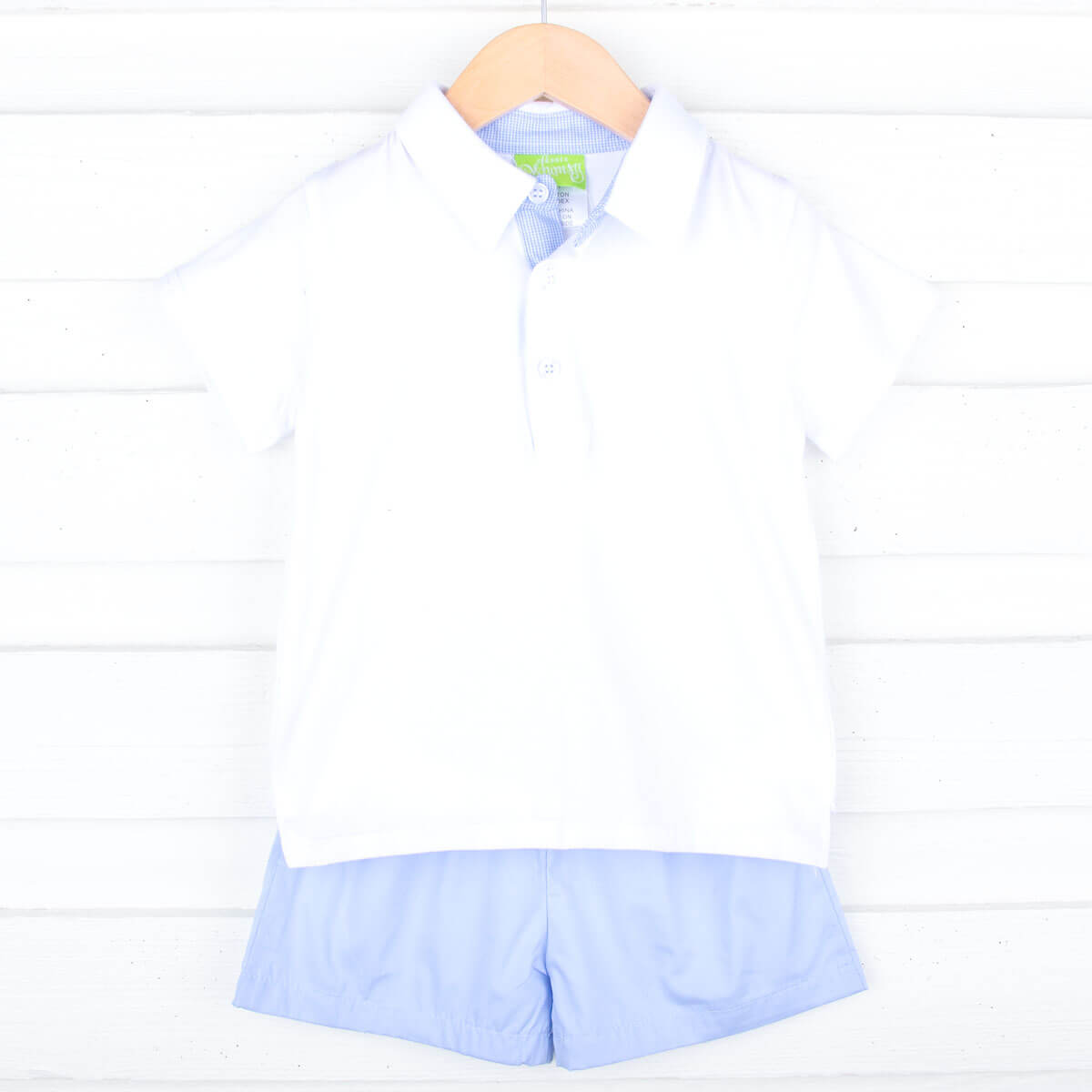 Micro Blue Gingham Short Set