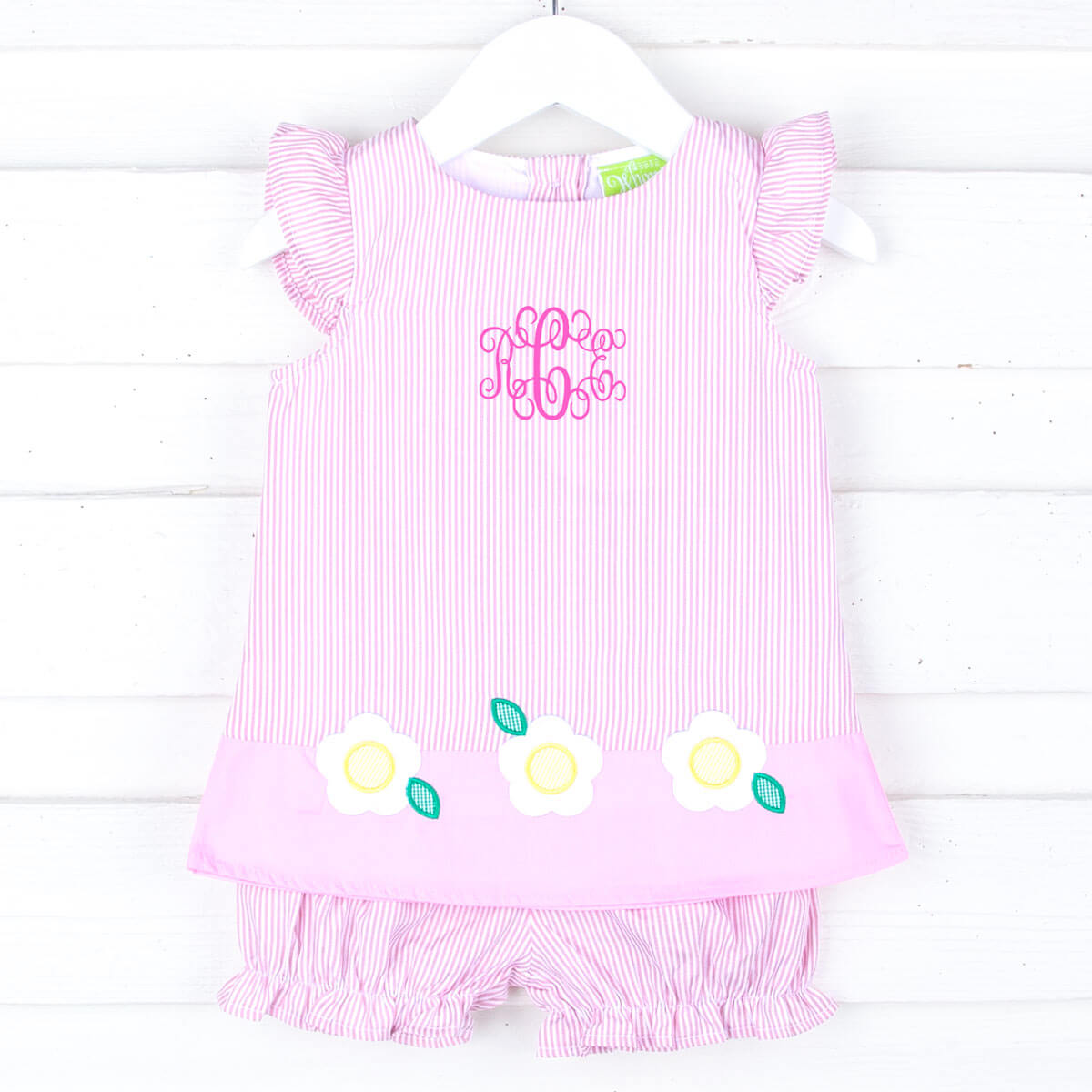 Blooming Daisy Pink Stripe Emery Bloomer Set