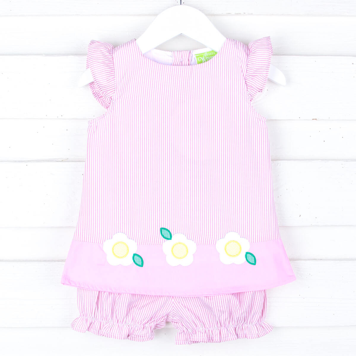 Blooming Daisy Pink Stripe Emery Bloomer Set