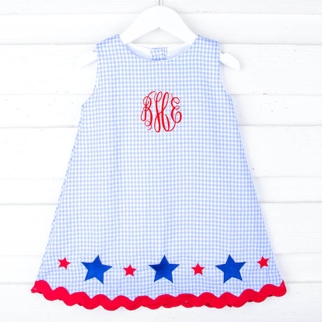 Star Spangled Light Blue Gingham Eleanor Dress
