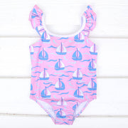Positano Sailboat Pink One Piece Swimsuit