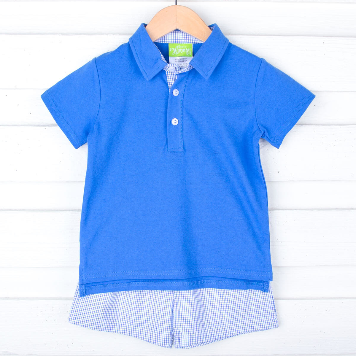 Royal Gingham Polo Short Set