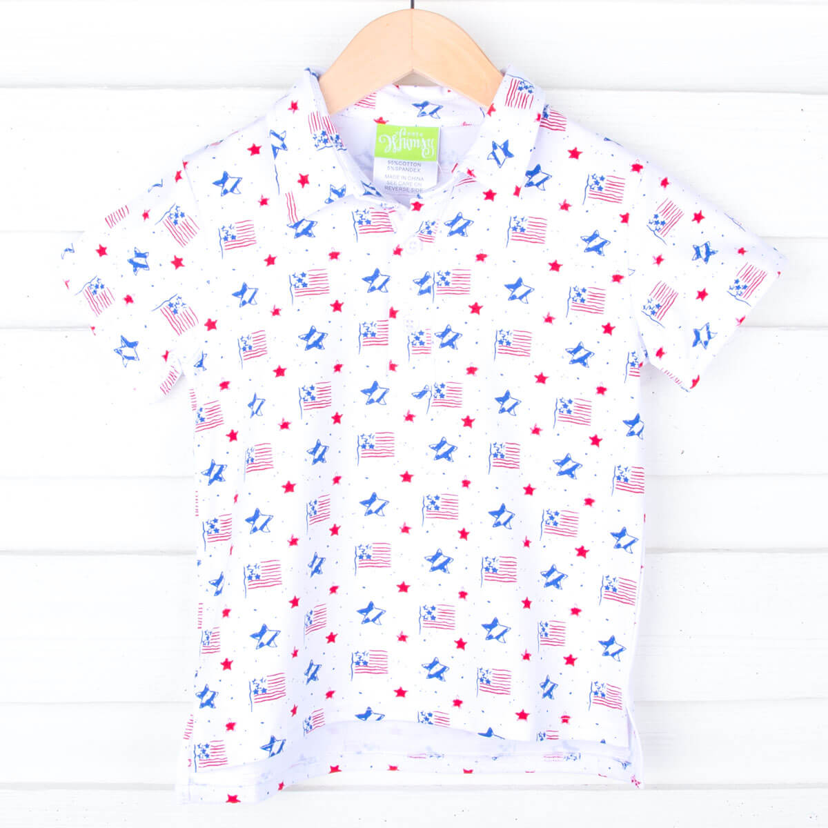 Flag Print Polo Shirt