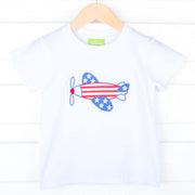 Americana Airplane White Short Sleeve Shirt