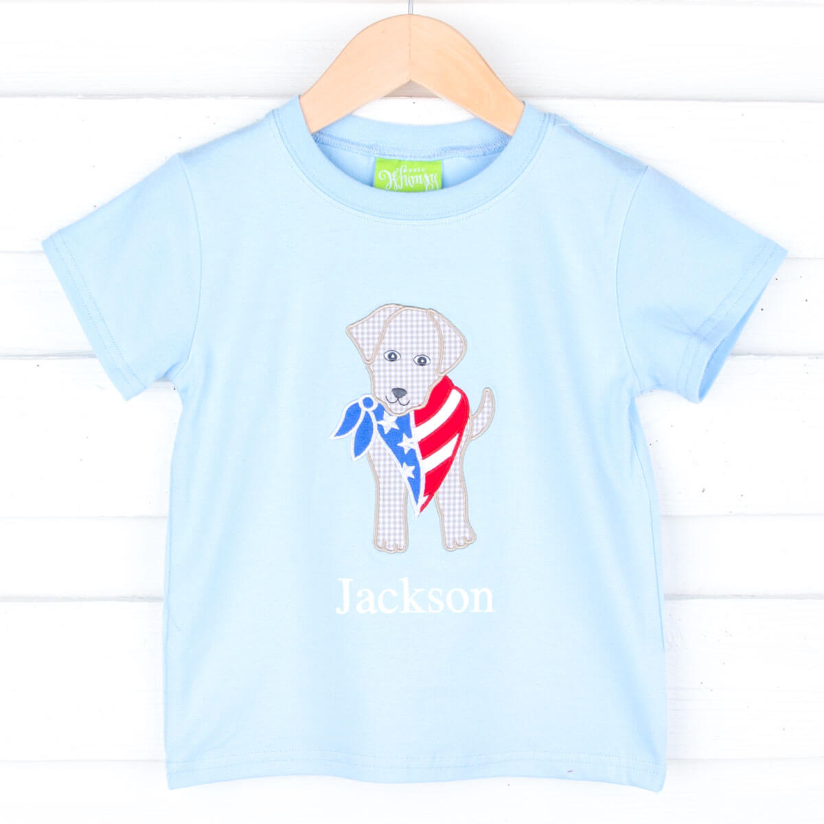 Patriotic Puppy Light Blue Short Sleeve Shirt