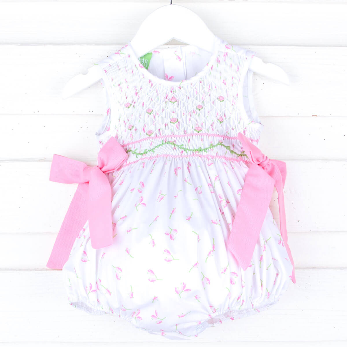 Spring Tulips Smocked Scarlett Bubble