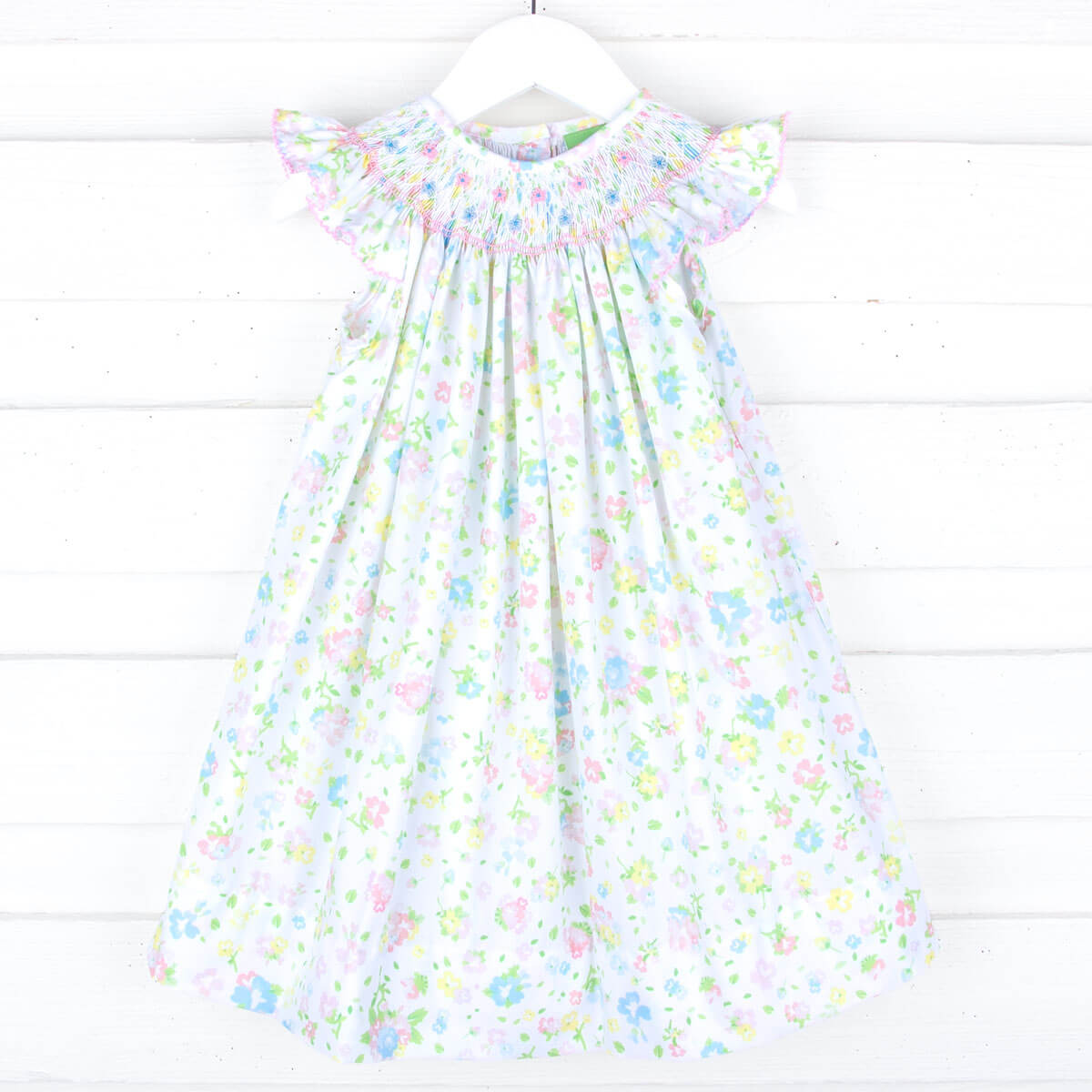 Majorelle Garden Smocked Angel Sleeve Dress