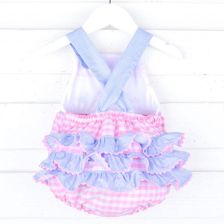 Beyond The Sea Pink Check Smocked Leah Bubble