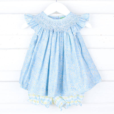 Beautiful Daisy Floral Smocked Bloomer Set