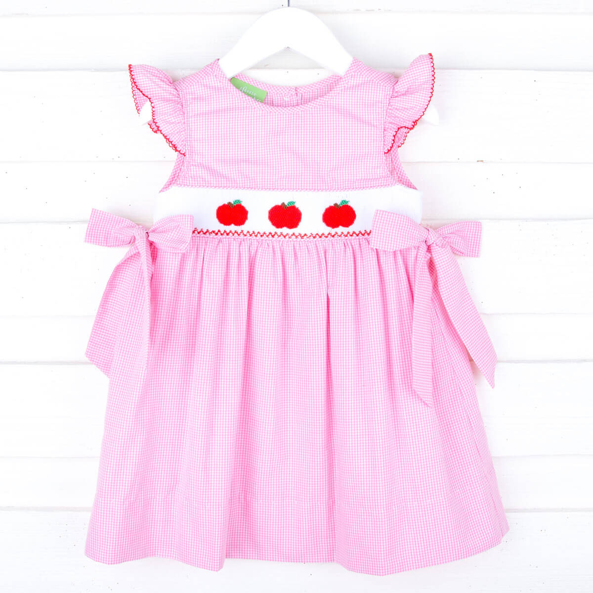Apple Smocked Pink Gingham Beverly Dress
