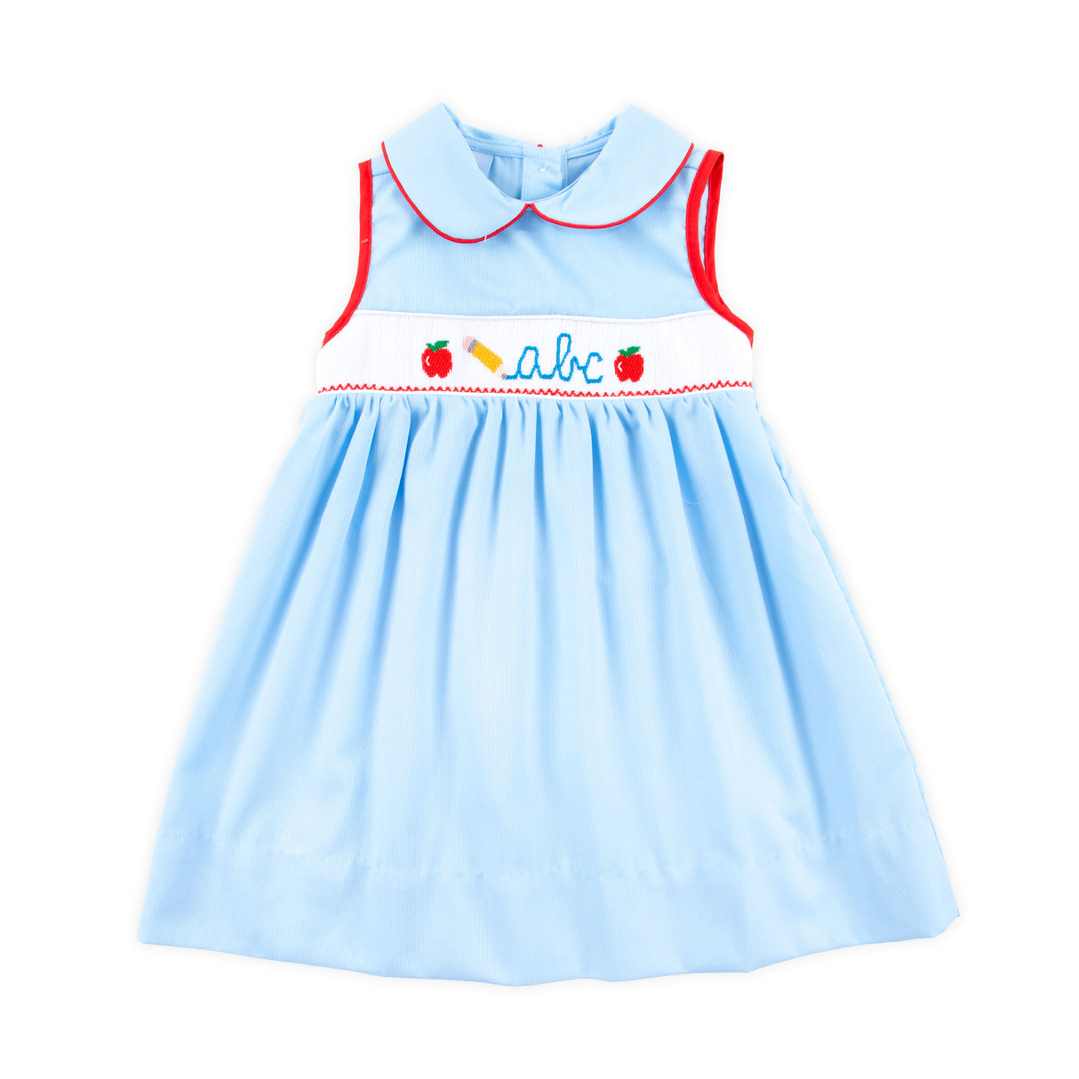 Pencil Light Blue Pique Smocked Collared Dress