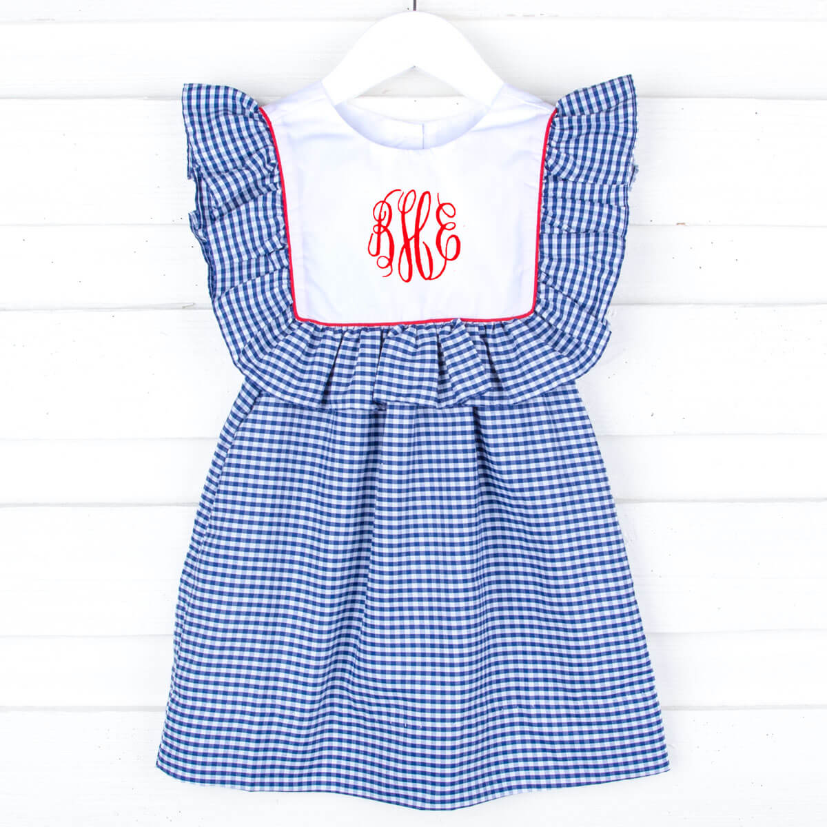 Navy Gingham Bib Dress