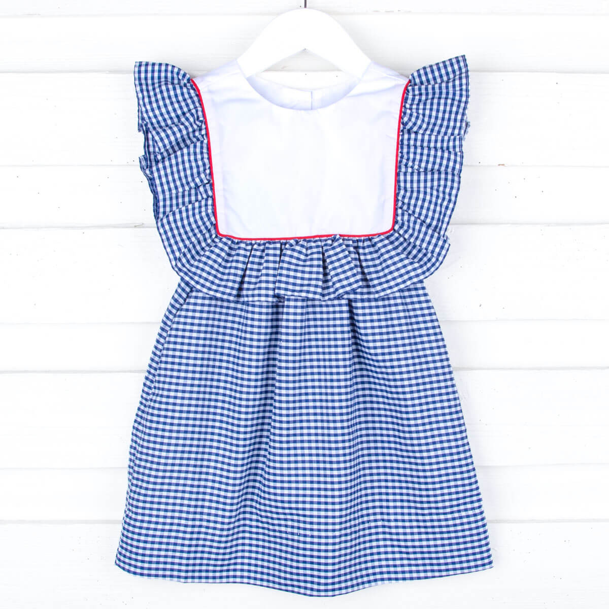Navy Gingham Bib Dress