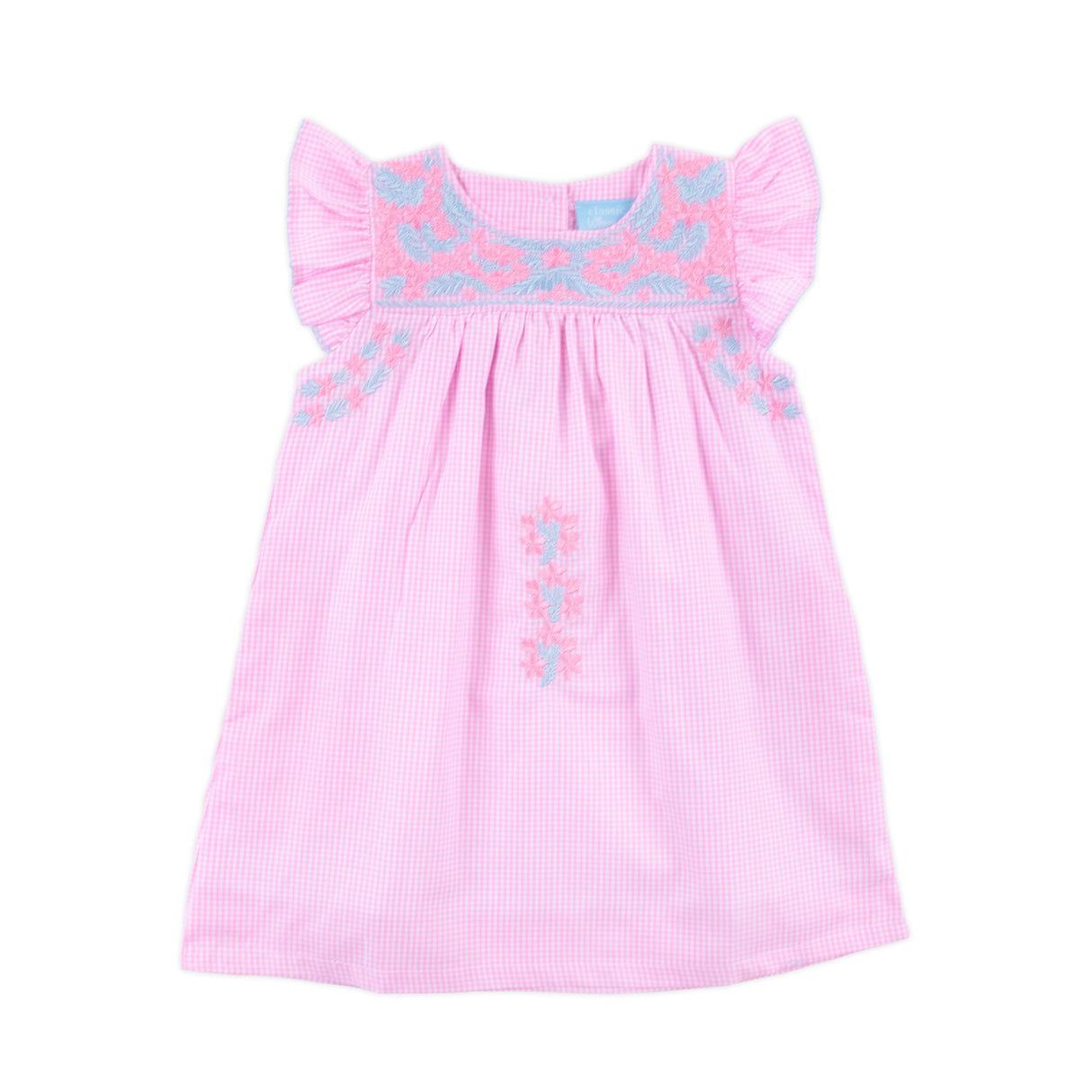 Pink Gingham Embroidered Beach Dress