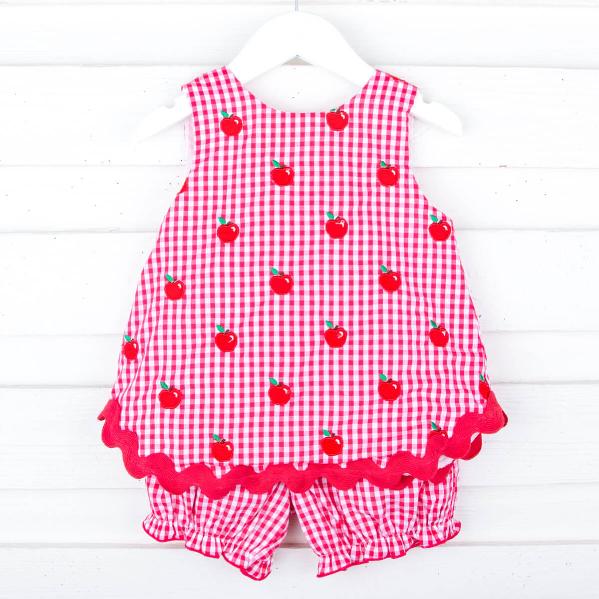 Tiny Apples Red Gingham Sadie Bloomer Set