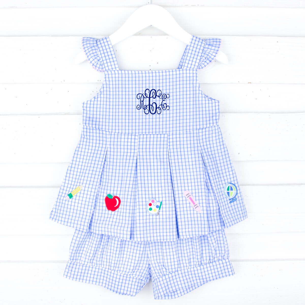 Back To School Blue Windowpane Chloe Short Set