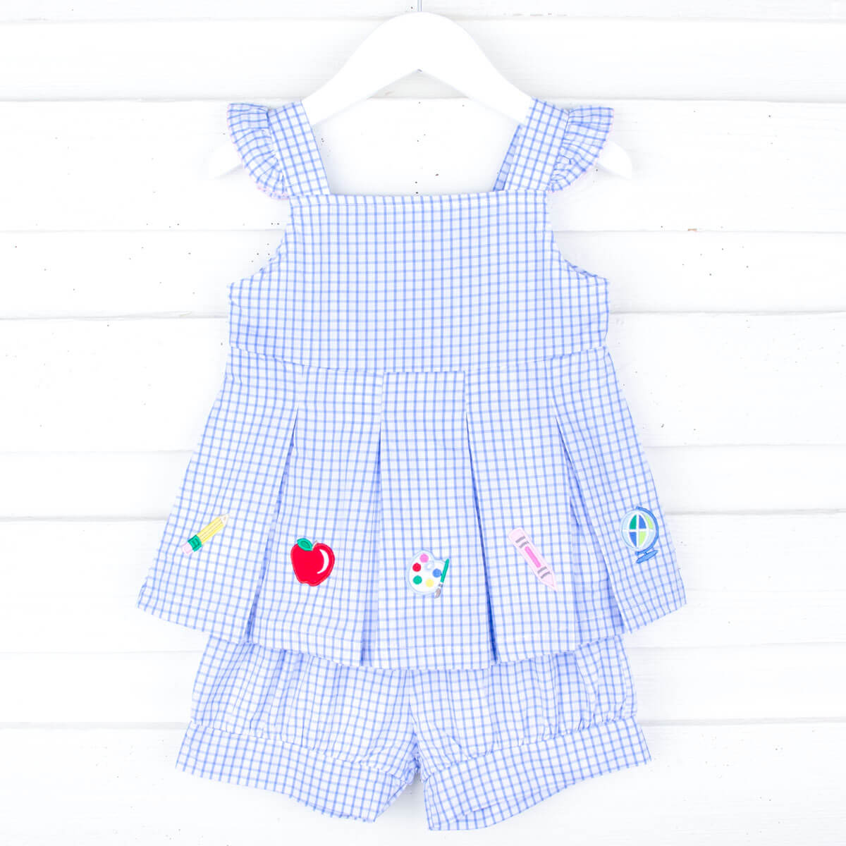 Back To School Blue Windowpane Chloe Short Set