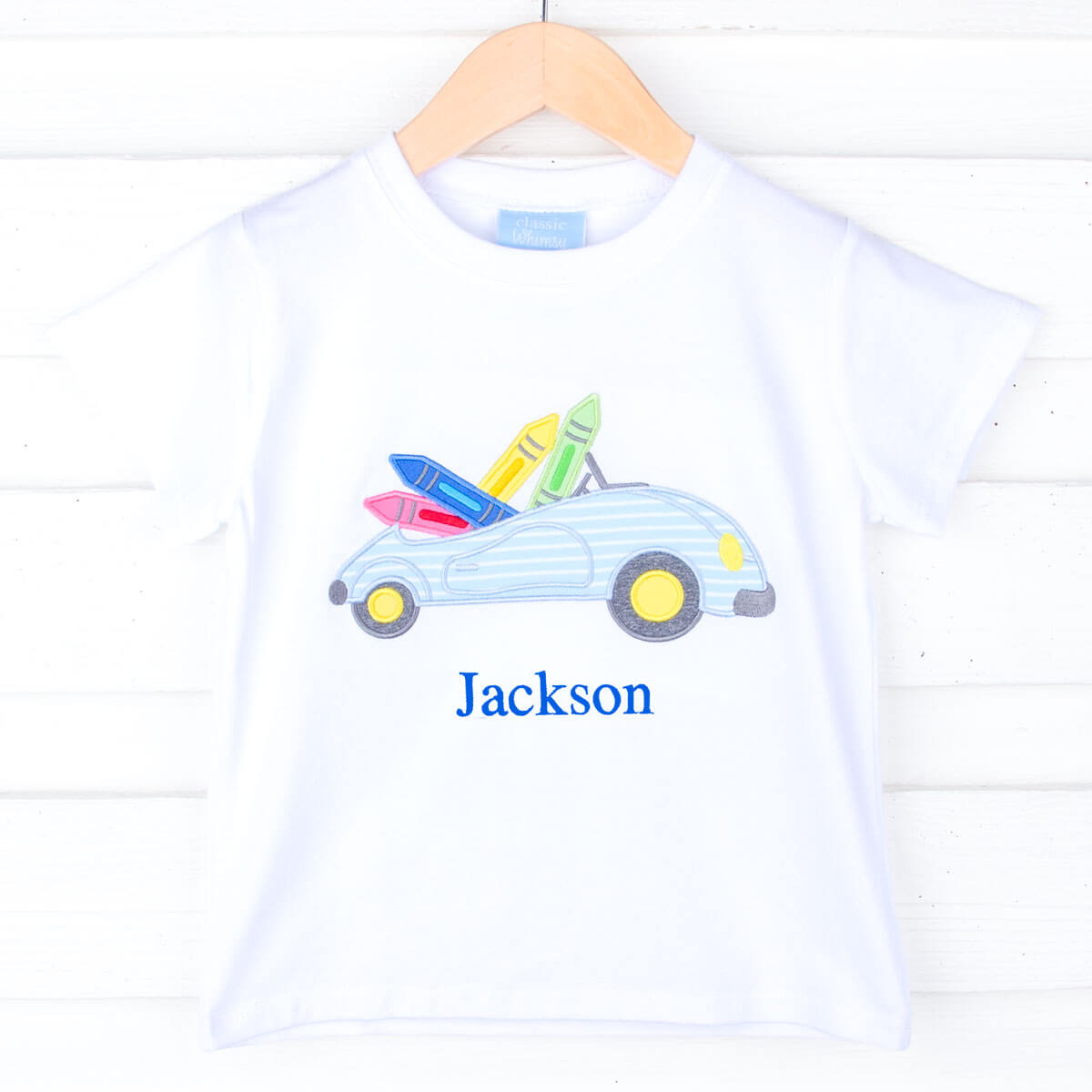 Crayon Car White Short Sleeve Shirt