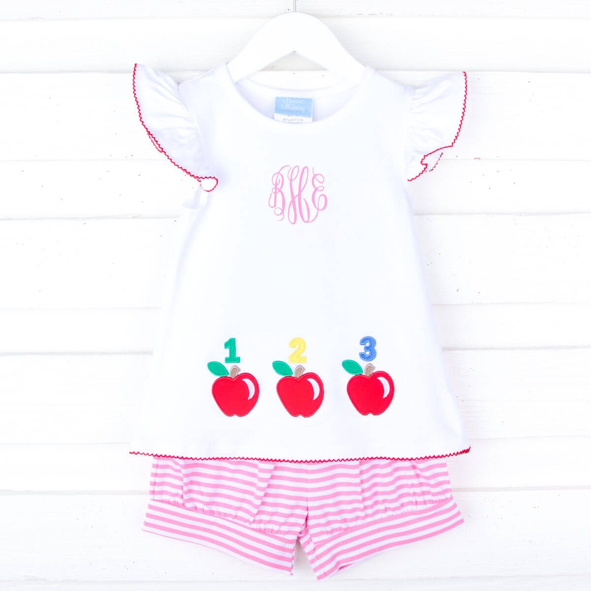 123 Apples Pink Stripe Milly Short Set