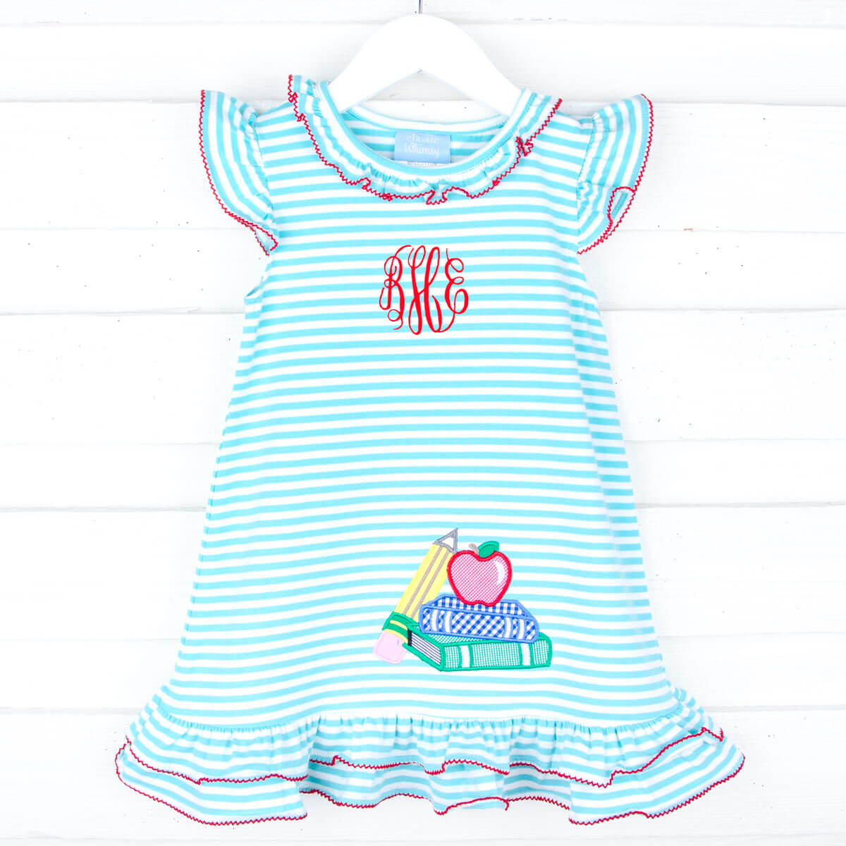 School Book Turquoise Stripe Adalyn Dress