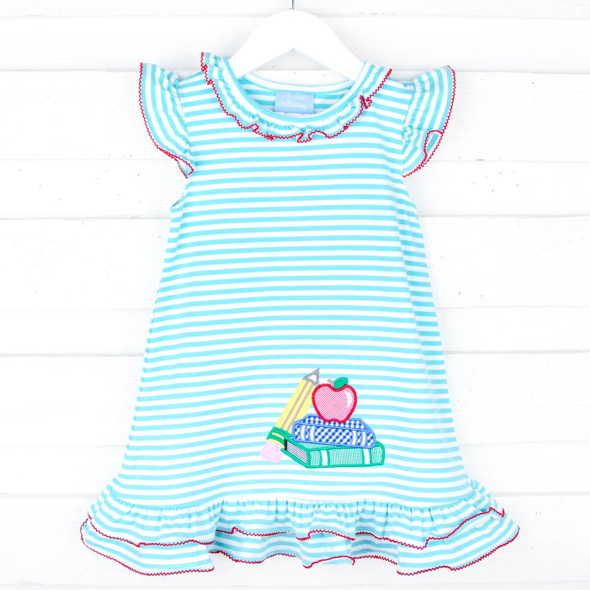School Book Turquoise Stripe Adalyn Dress