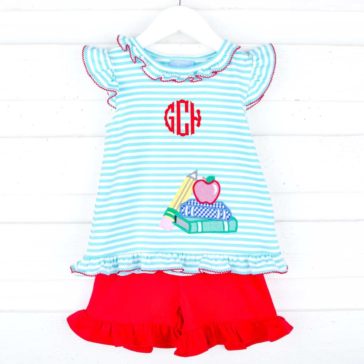 School Book Turquoise & Red Adalyn Short Set