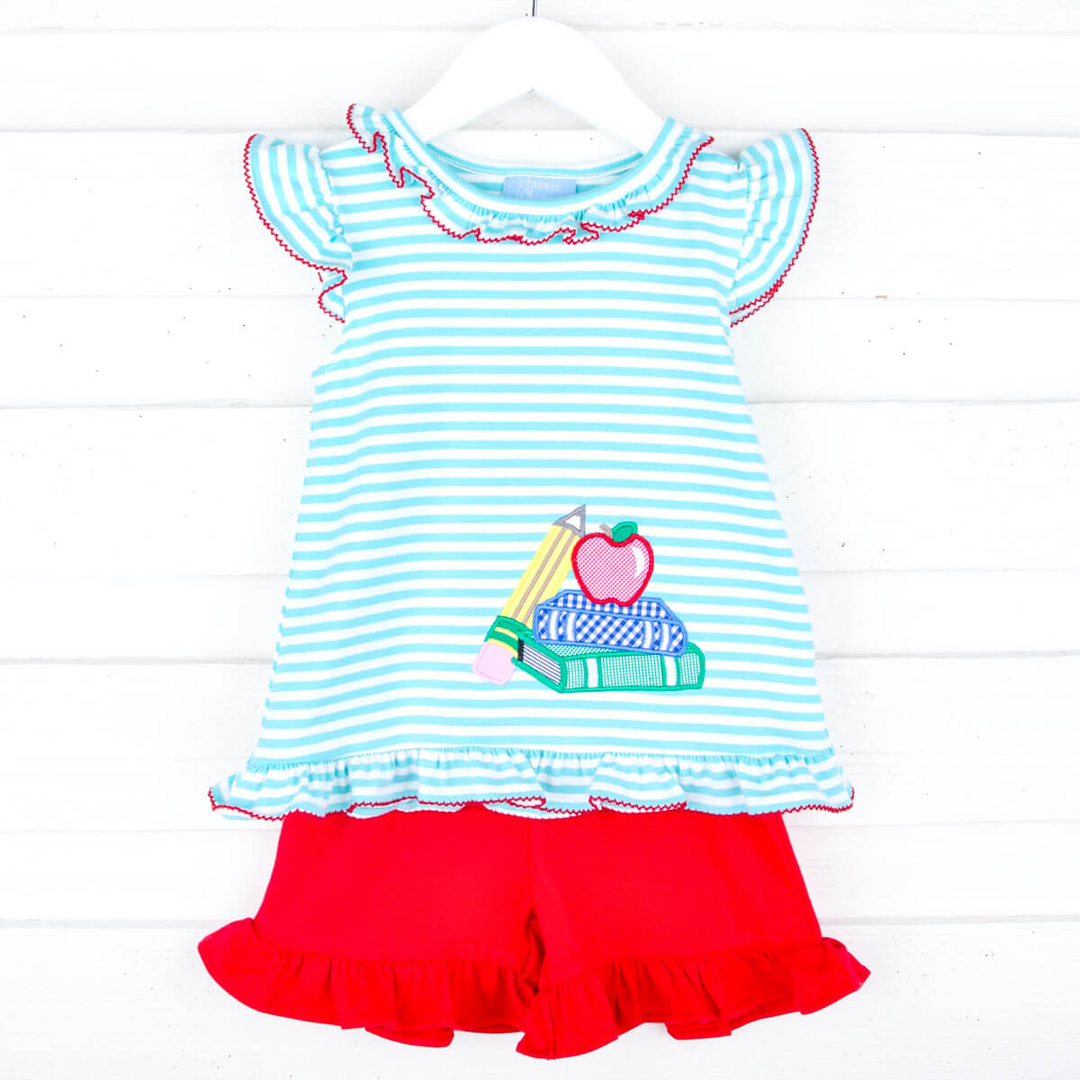 School Book Turquoise & Red Adalyn Short Set
