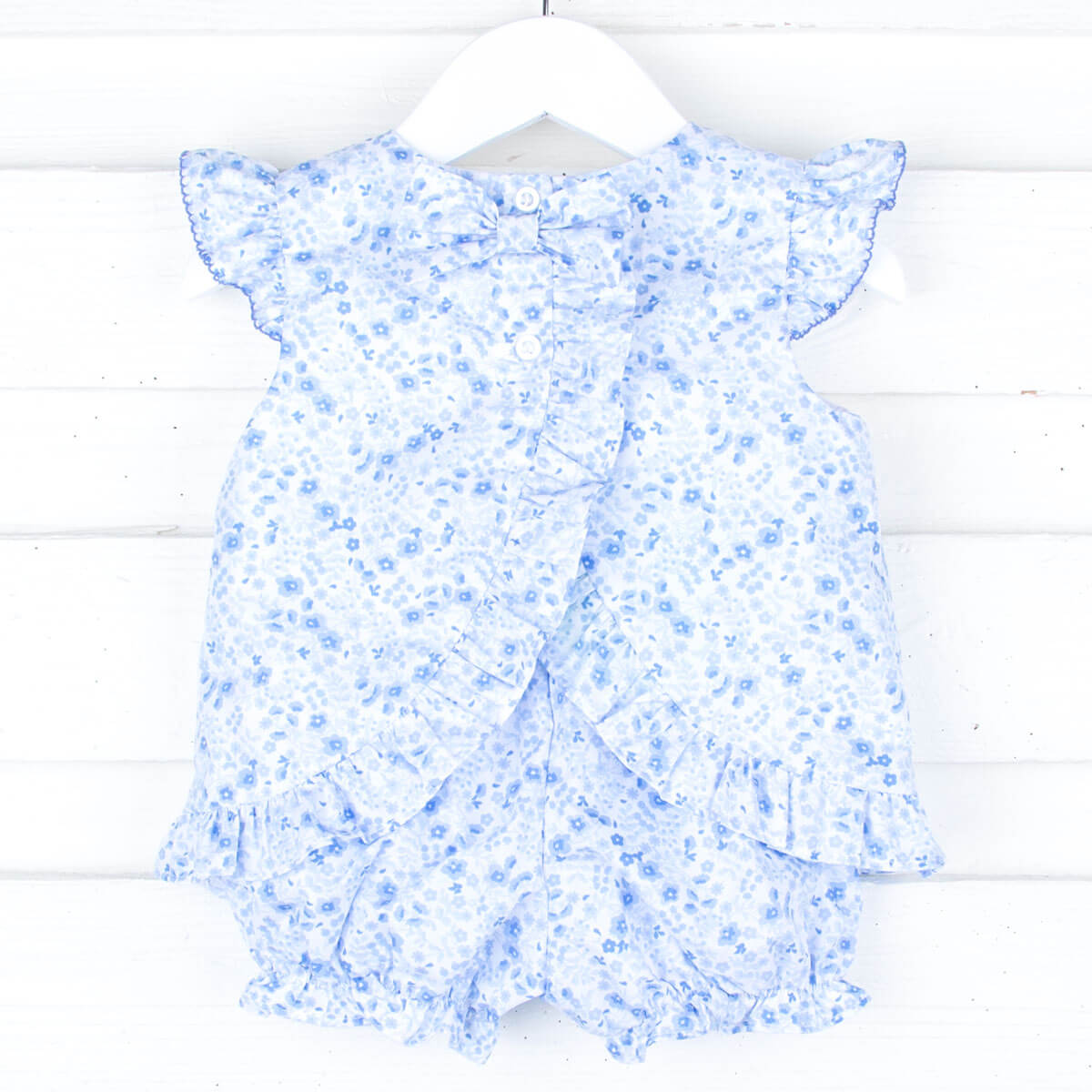 Flag Smocked Blue Floral Bloomer Set