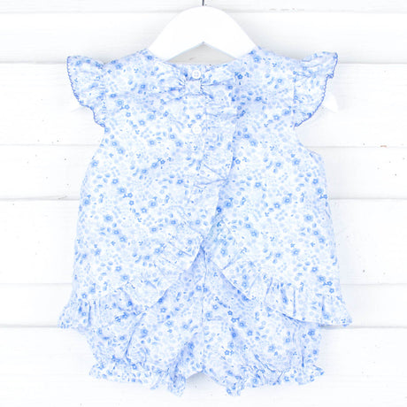 Flag Smocked Blue Floral Bloomer Set