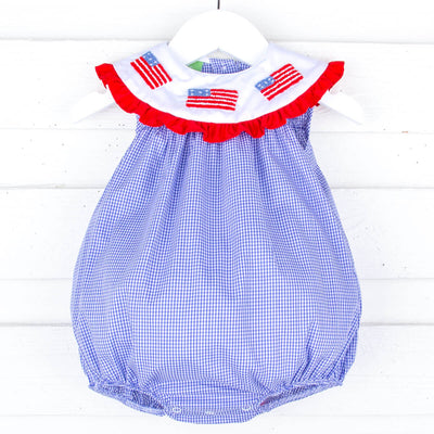 Flag French Knot Royal Gingham Angel Sleeve Bubble