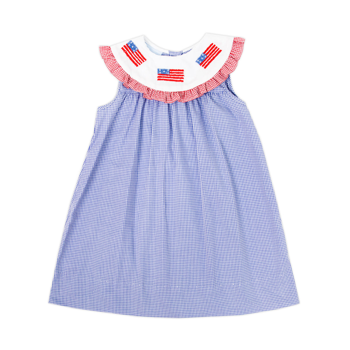 Flag French Knot Royal Gingham Dress