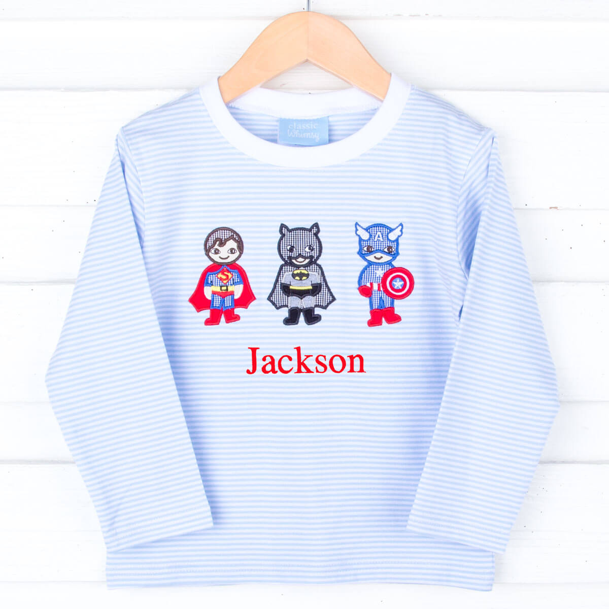 Superhero Blue Stripe Long Sleeve Shirt