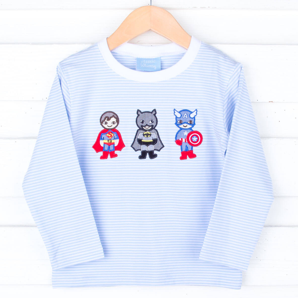 Superhero Blue Stripe Long Sleeve Shirt