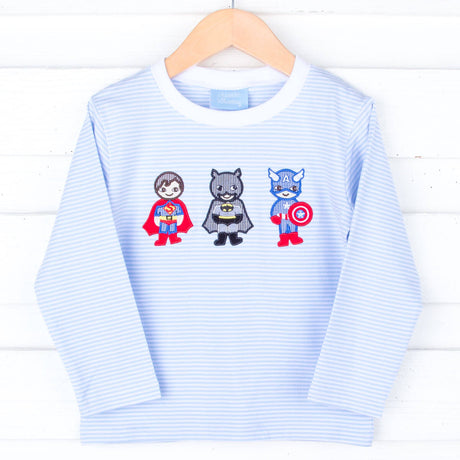 Superhero Blue Stripe Long Sleeve Shirt