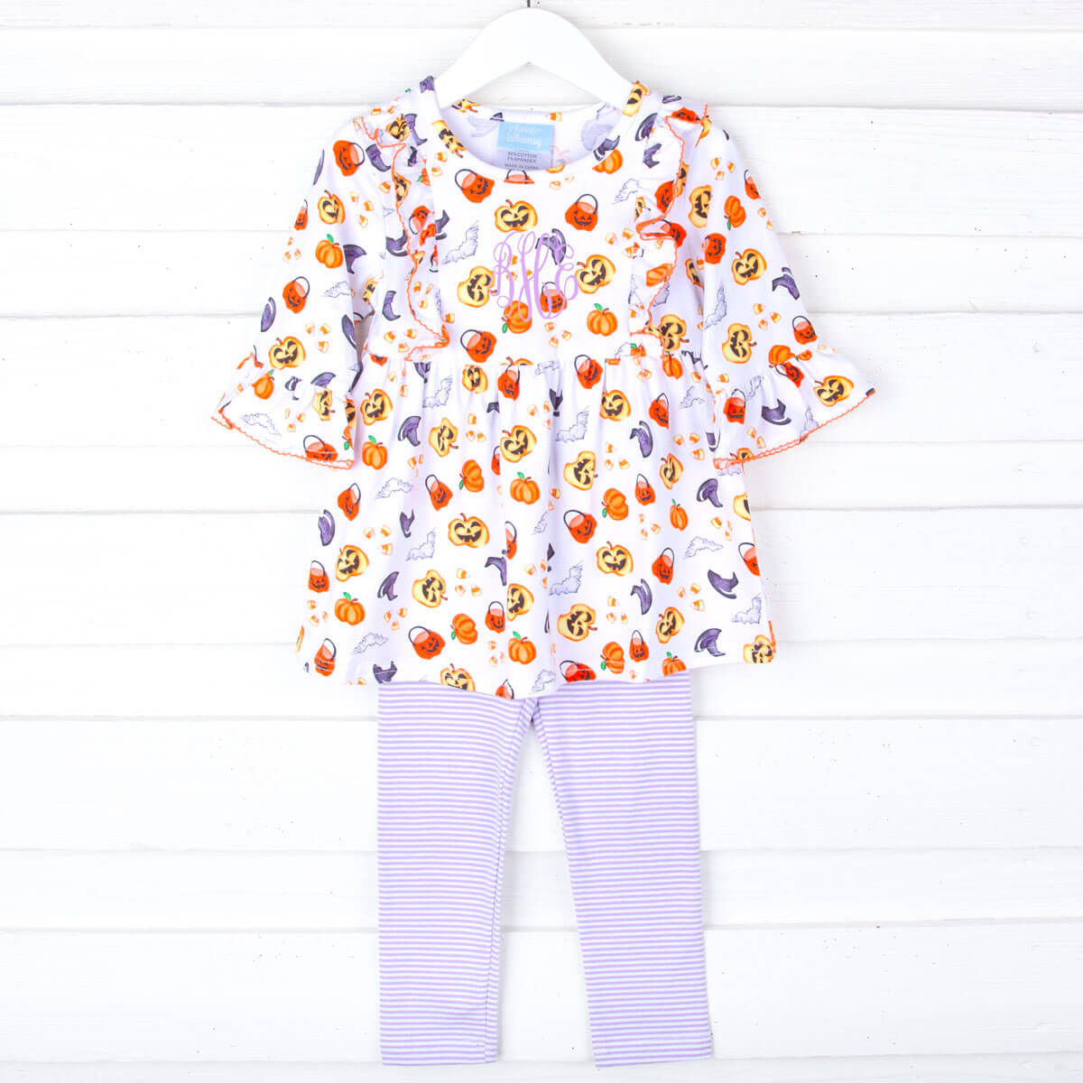 Halloween Print Purple Stripe Olivia Legging Set