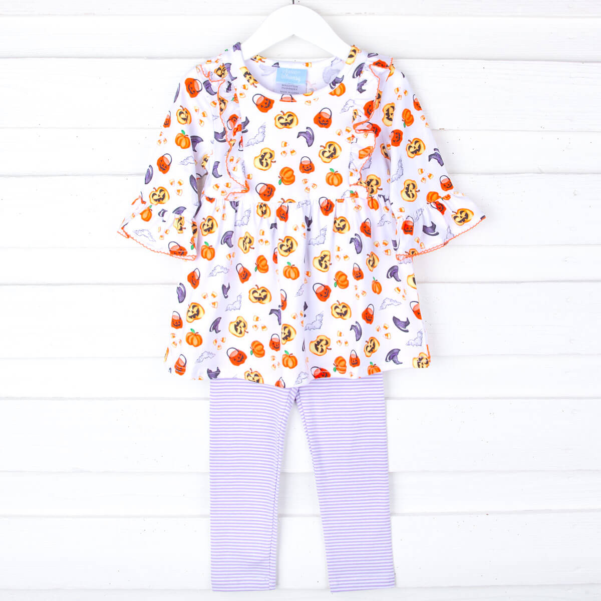 Halloween Print Purple Stripe Olivia Legging Set