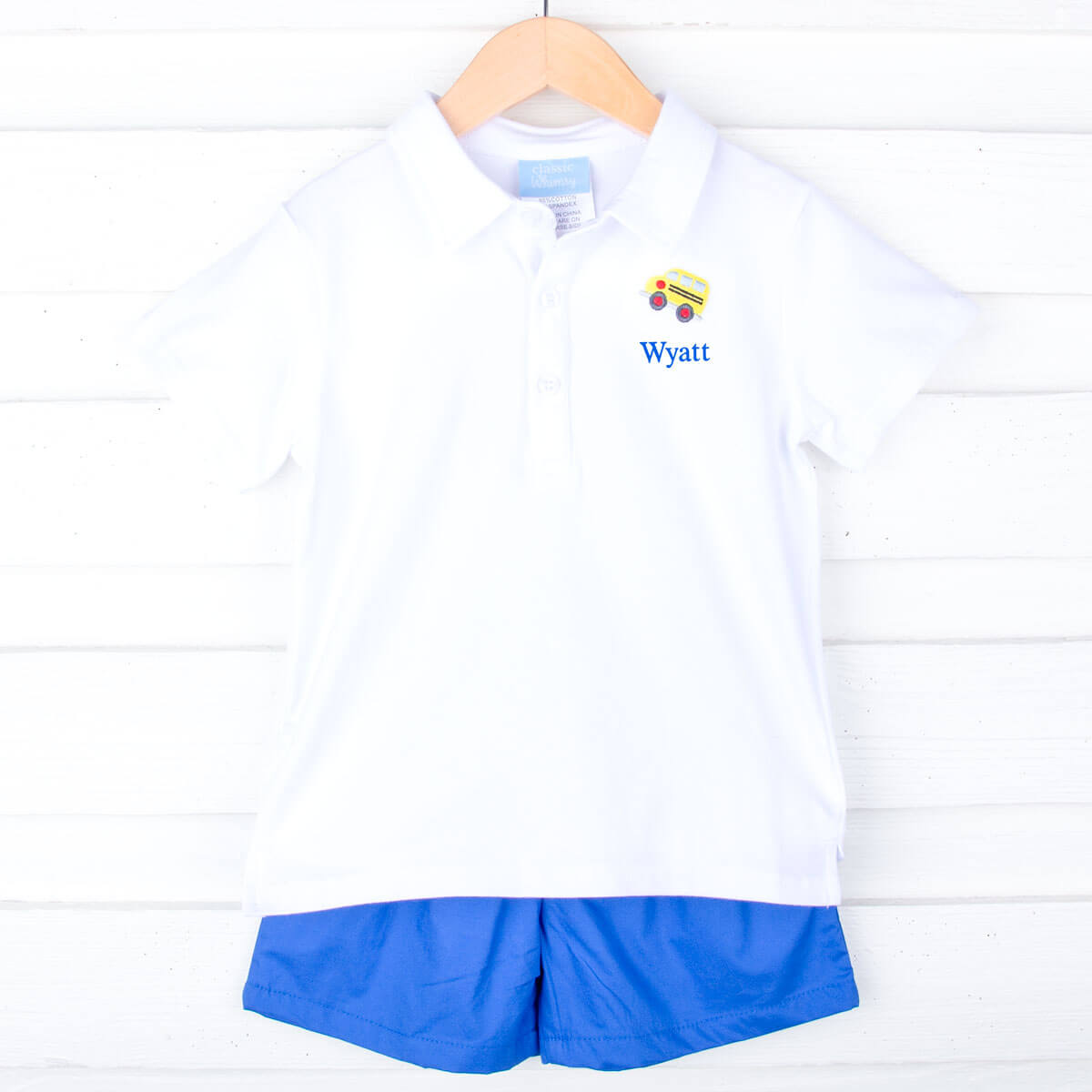 School Time Royal Blue Polo Short Set
