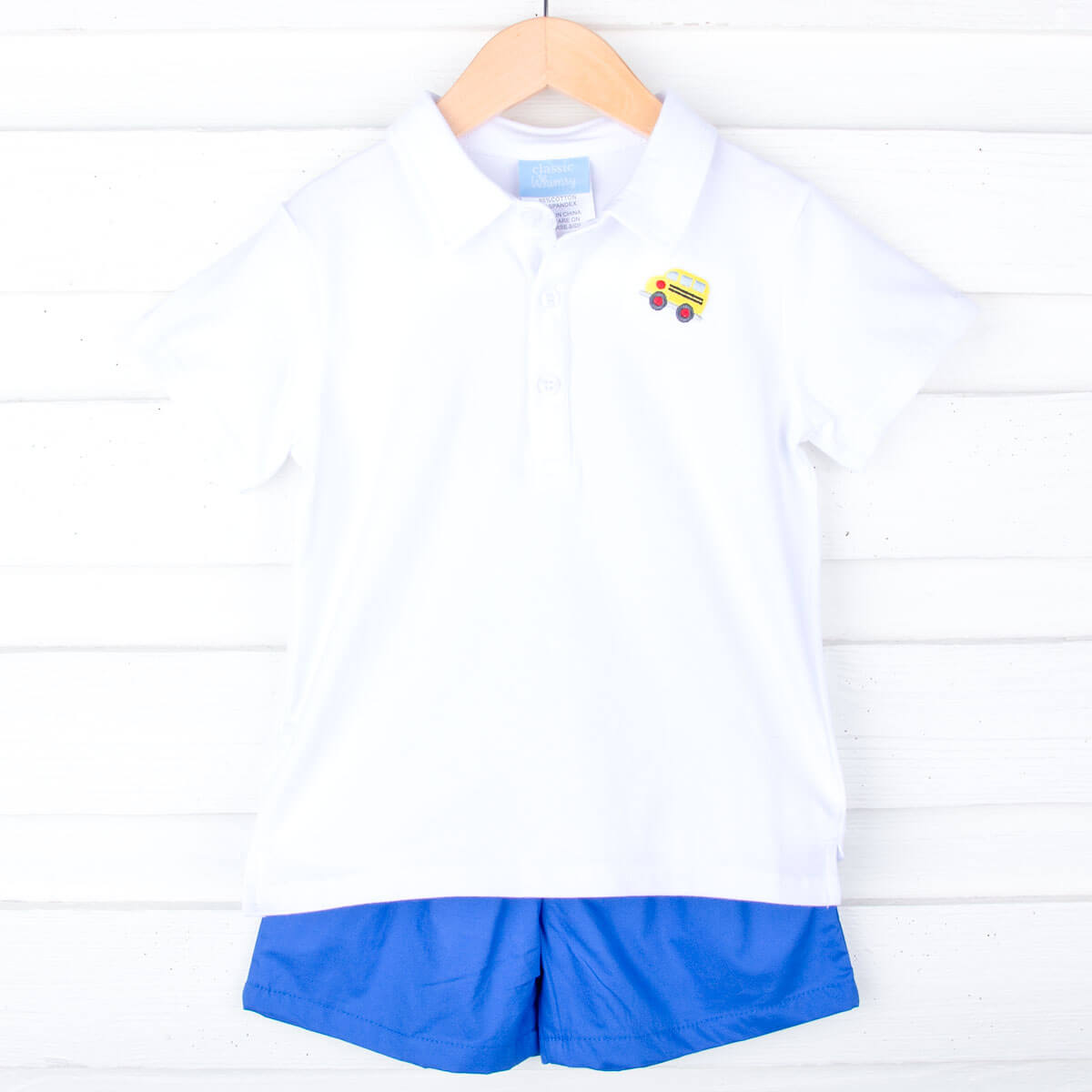 School Time Royal Blue Polo Short Set