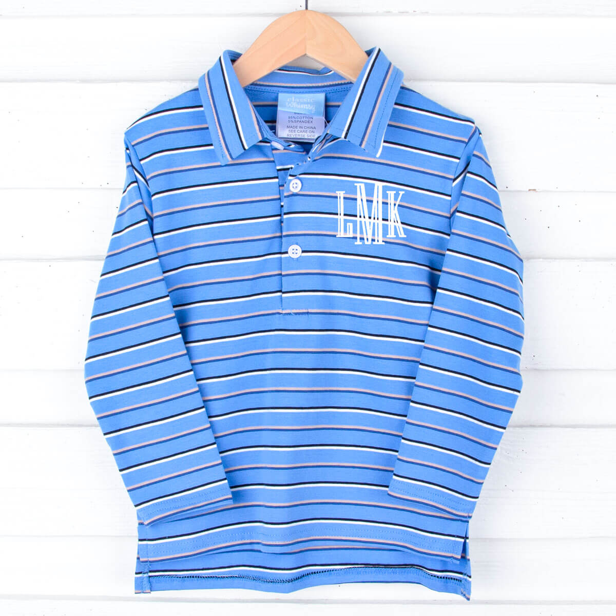 Navy & Blue Stripe Stripe Long Sleeve Polo
