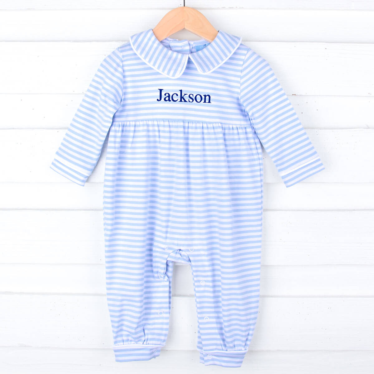 French Blue Stripe Romper