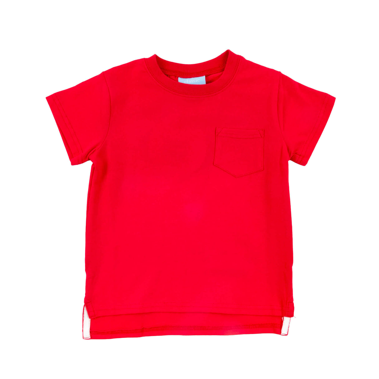 Red Solid Short Sleeve Pocket Shirt