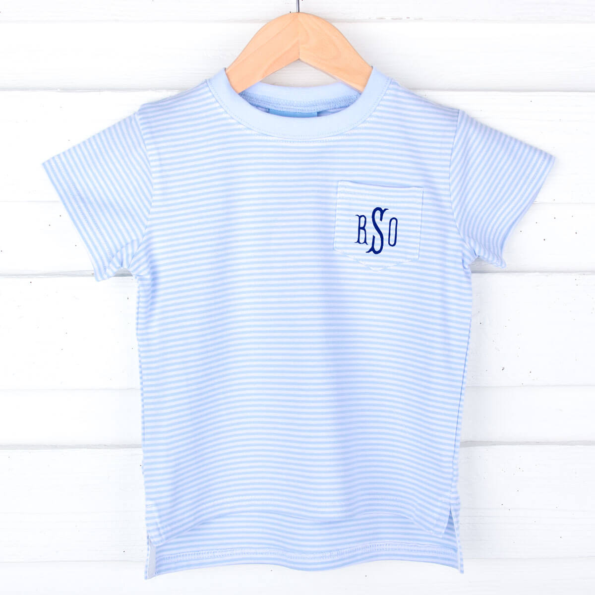 Light Blue Thin Stripe Short Sleeve Pocket Shirt