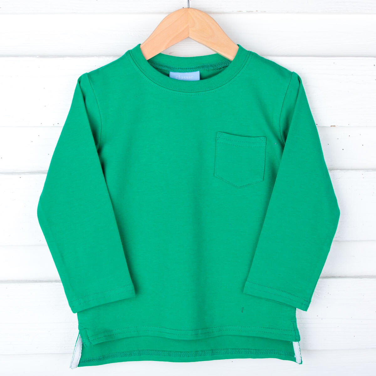 Green Solid Long Sleeve Pocket Shirt