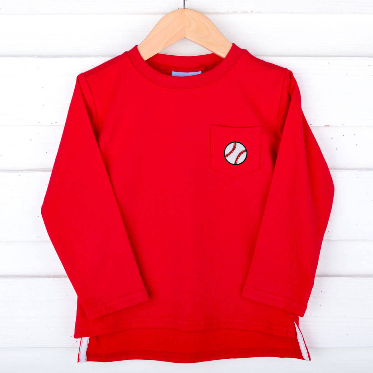 Red Long Sleeve Pocket Shirt