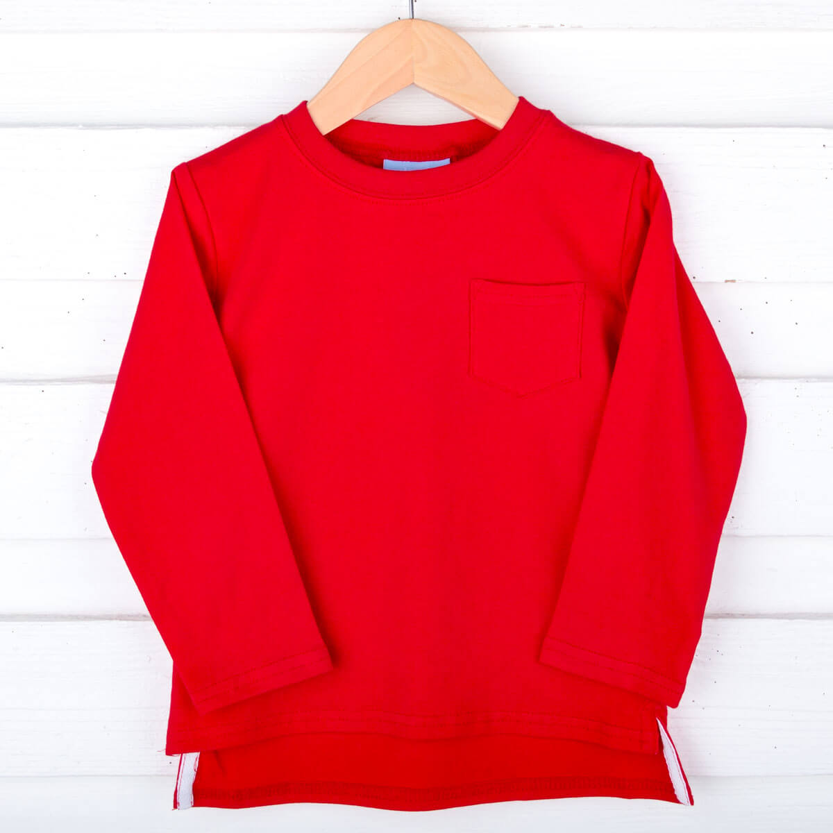 Red Long Sleeve Pocket Shirt